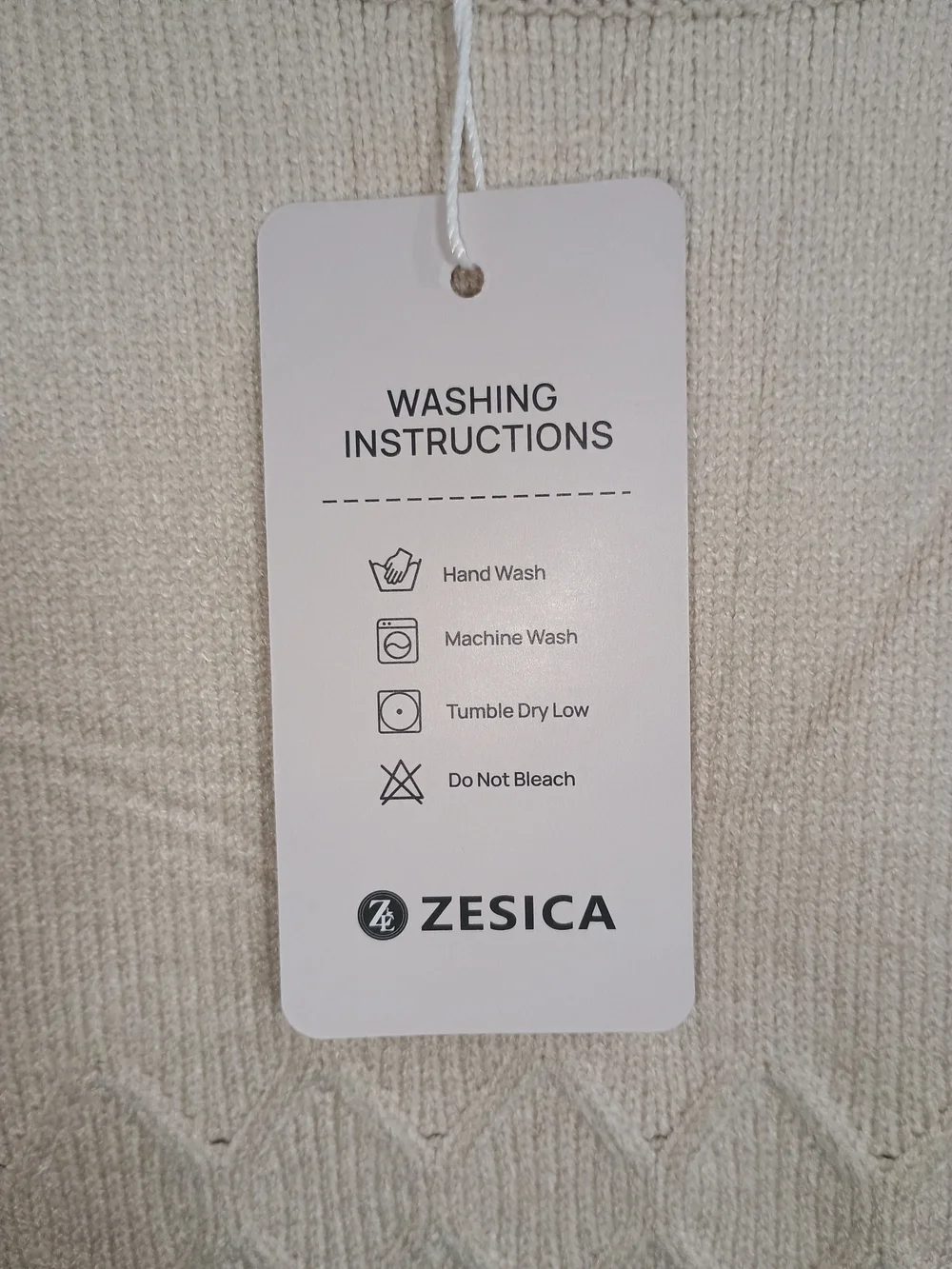 Zesica Cream Textured Crewneck Sweater